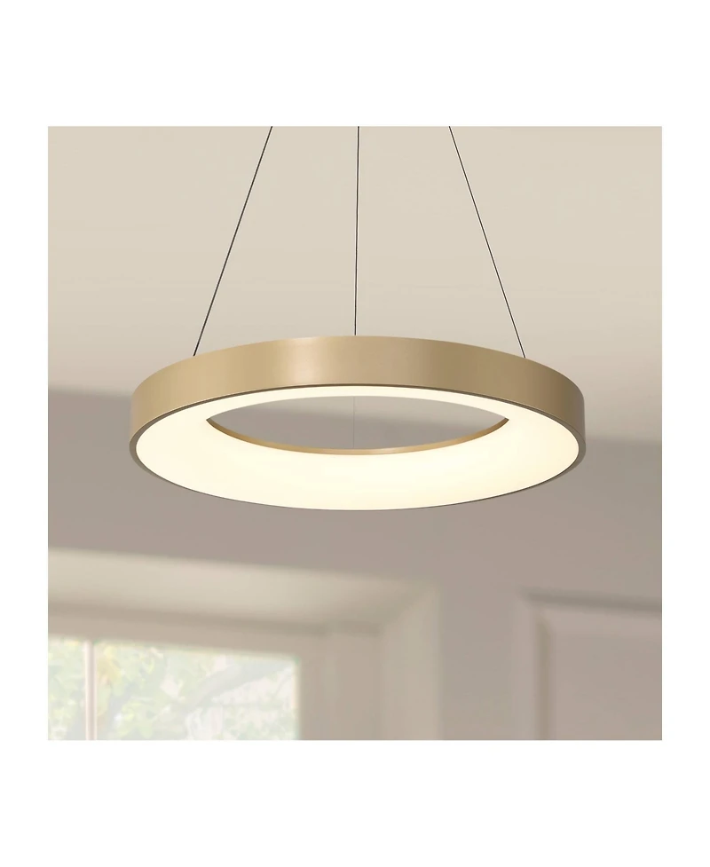 Possini Euro Design Cafferty Sanded Ring Pendant Modern Dimmable Led Fixture for Dining Room Kitchen Island