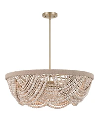 Possini Euro Design Darcy Natural Wood 6-Light Chandelier