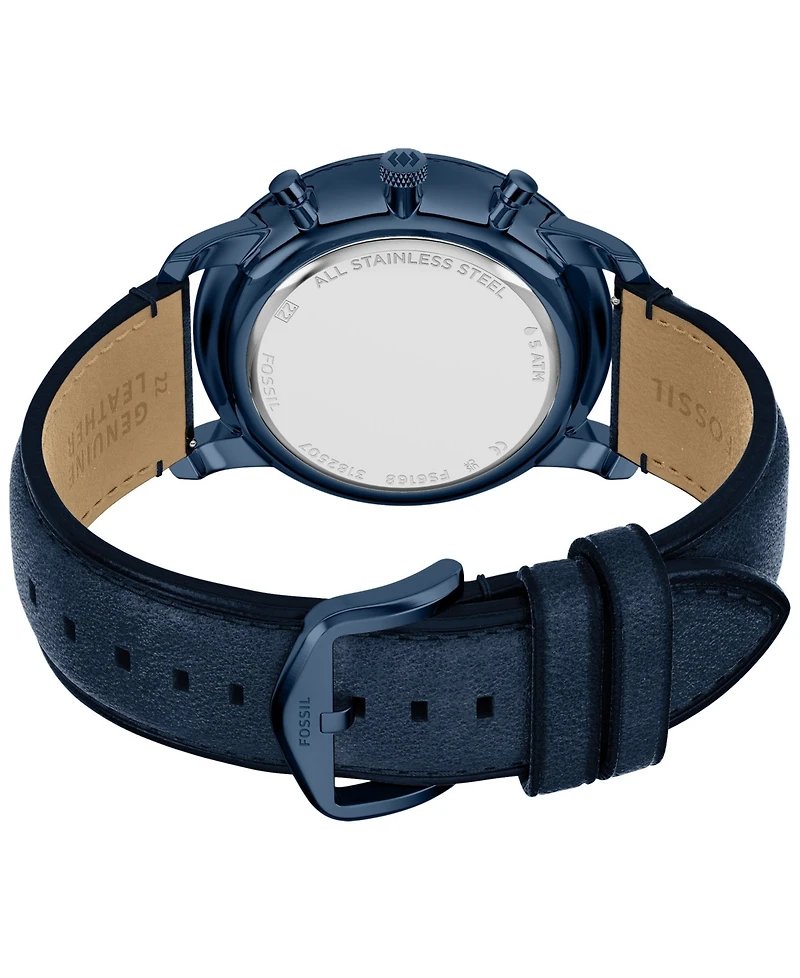 Fossil Men's Neutra Chronograph Navy Leather Watch, 44mm