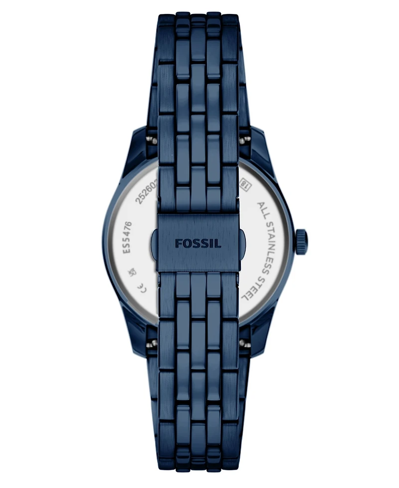 Fossil Women's Scarlette Day-Date Navy Stainless Steel Watch, 34mm