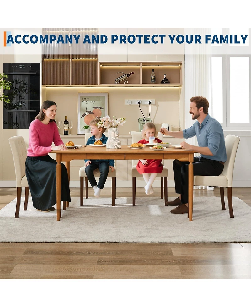 gaomon Set of 4 Button Tufted Parsons Dining Chairs, Upholstered Fabric Side Chairs with Solid Wood Legs