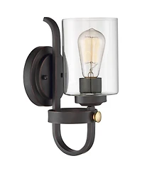 Franklin Iron Works Eagleton Farmhouse Rustic Wall Light Sconces Set of 2 Oil Rubbed Bronze Hardwire 5 1/2" Led Fixture for Vanity