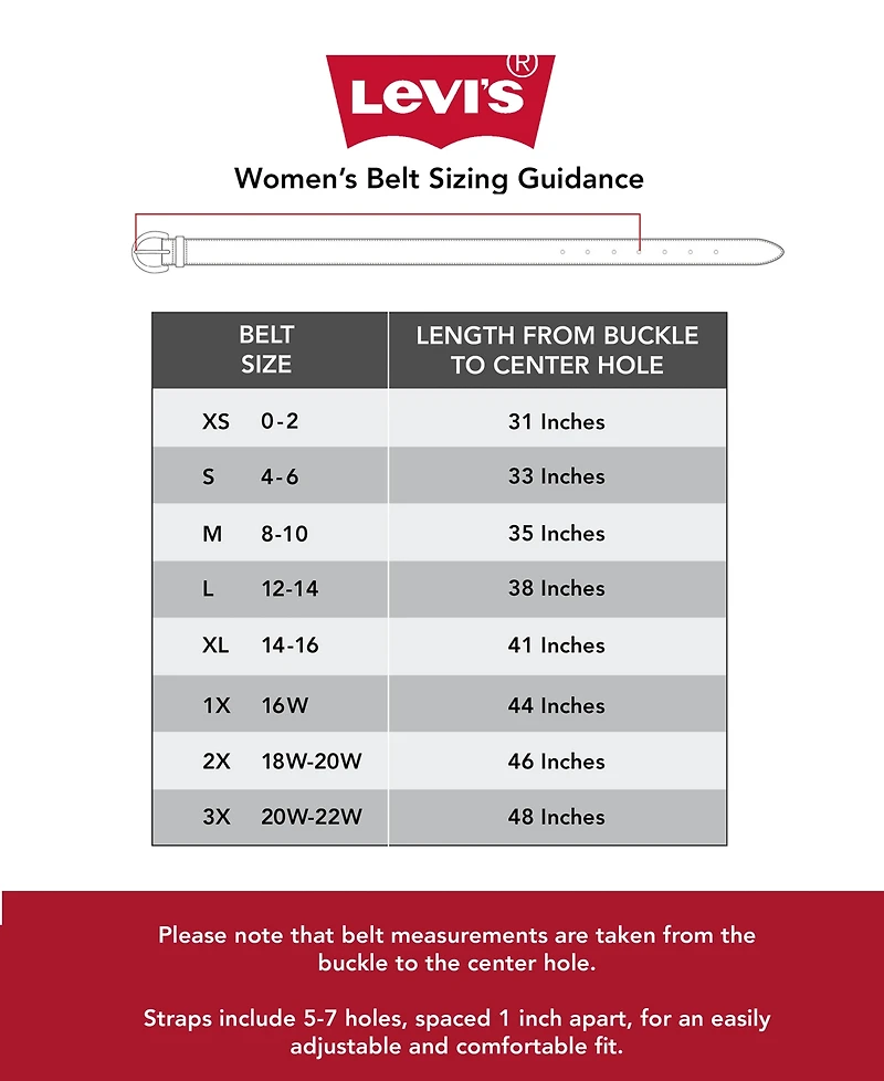 Levi's Women's Casual Leather Belt with Double Metal Loop Strap Keeper