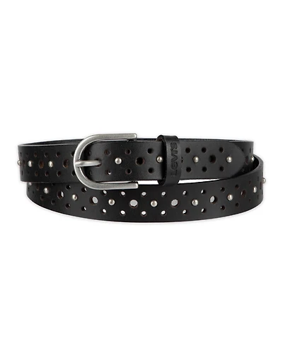 Levi's Women's Fully Adjustable Perforated and Studded Leather Jean Belt
