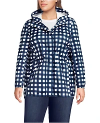 Lands' End Plus Print Waterproof Hooded Packable Raincoat