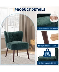 gaomon Mid-Century Modern Tufted Fabric Accent Chair, Armless Lounge Chair with Solid Wood Legs for Living Room