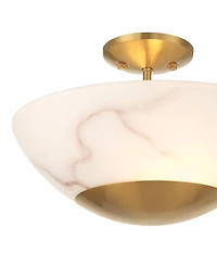 Possini Euro Design Monza 14 1/2"W Brass Faux Alabaster 2-Light Ceiling Light