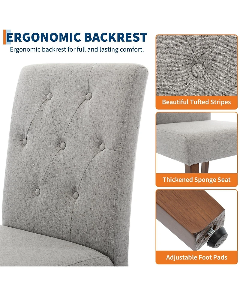 gaomon Set of 4 Button Tufted Parsons Dining Chairs, Upholstered Fabric Side Chairs with Solid Wood Legs