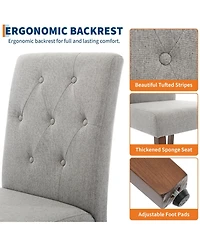 gaomon Set of 4 Button Tufted Parsons Dining Chairs, Upholstered Fabric Side Chairs with Solid Wood Legs