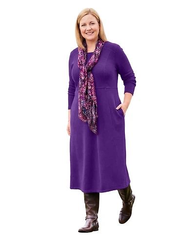 Woman Within Plus Petite Thermal Knit A-Line Dress