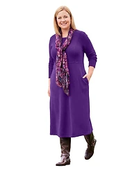 Woman Within Plus Petite Thermal Knit A-Line Dress