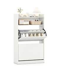 Gouun Shoe Storage Cabinet Hidden Shoe Rack with 2 Flip Drawers Adjustable and Removable Shelves