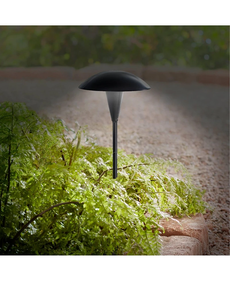 John Timberland Grant High Mid Century Modern Outdoor Landscape Mushroom Path Lights Porch House Set of 2 Led Bulb Metal