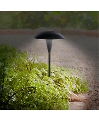 John Timberland Grant High Mid Century Modern Outdoor Landscape Mushroom Path Lights Porch House Set of 2 Led Bulb Metal