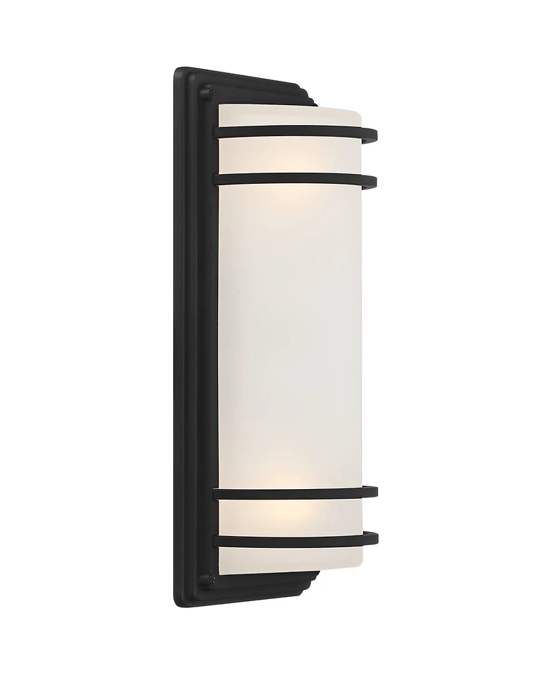 John Timberland Habitat Modern Industrial Outdoor Wall Light Fixtures Set of 2 Metal Frosted Glass for Post Exterior Barn Deck