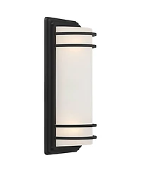 John Timberland Habitat Modern Industrial Outdoor Wall Light Fixtures Set of 2 Metal Frosted Glass for Post Exterior Barn Deck