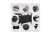 Aecojoy Outdoor Grill Table with Storage Cabinet, Rolling Bar Grill Cart with Wheels, 50''×20''×32.2''