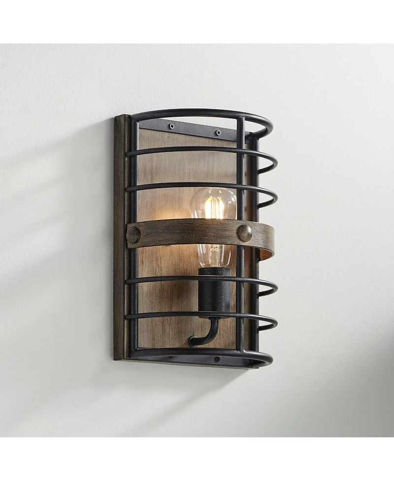 Franklin Iron Works Lexi Rustic Farmhouse Industrial Wall Light Sconce Oil Rubbed Bronze Hardwire 8" Fixture for Bedroom Bathroom Vanity Reading House