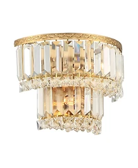 Vienna Full Spectrum Modern Wall Light Sconces Gold Hardwired 10" 2-Light Led Fixture Clear Crystal for Bedroom Bathroom
