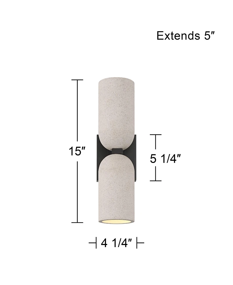 Possini Euro Design Possini Euro Amalfi 15"H Cement 2-Light Led Wall Sconce Set of 2