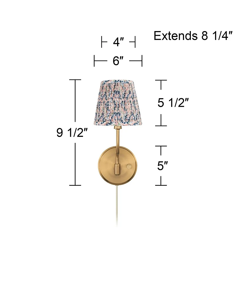 Possini Euro Design Ophelia 9 1/2"H Warm Brass Plug-In Wall Sconce