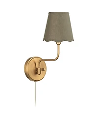Possini Euro Design Ophelia 9 1/2"H Warm Brass Plug-In Wall Sconce