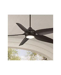 Casa Vieja 52" Modern Industrial Indoor Outdoor Ceiling Fan with Led Light Remote Control Bronze Damp Rated for Patio Exterior House Home Porch Gazebo