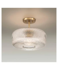 Possini Euro Design Possini Euro Bernado 14"W Warm Brass and Fluted Glass Ceiling Light
