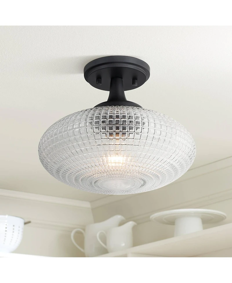 Possini Euro Design Possini Euro Voltri 12"W Matte and Vintage Glass Ceiling Light