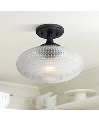 Possini Euro Design Possini Euro Voltri 12"W Matte and Vintage Glass Ceiling Light