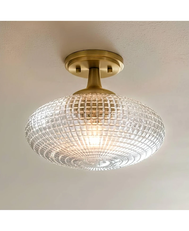 Possini Euro Design Possini Euro Voltri 12"W Warm Brass and Vintage Glass Ceiling Light