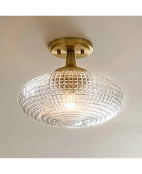 Possini Euro Design Possini Euro Voltri 12"W Warm Brass and Vintage Glass Ceiling Light
