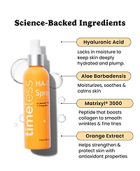 Timeless Skin Care Hydrating Matrixyl 3000 Peptides + Hyaluronic Acid Facial Spray w/ 4oz
