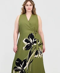 Anne Klein Plus Faux-Wrap A-Line Midi Dress