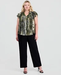 Anne Klein Plus Ruffle-Sleeve Tie-Neck Blouse