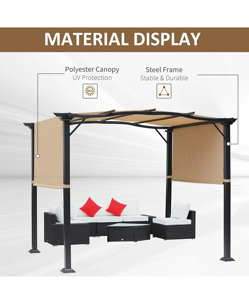Outsunny 8'x10' Outdoor Retractable Sun Shade Cove Modern Roof Backyard Patio