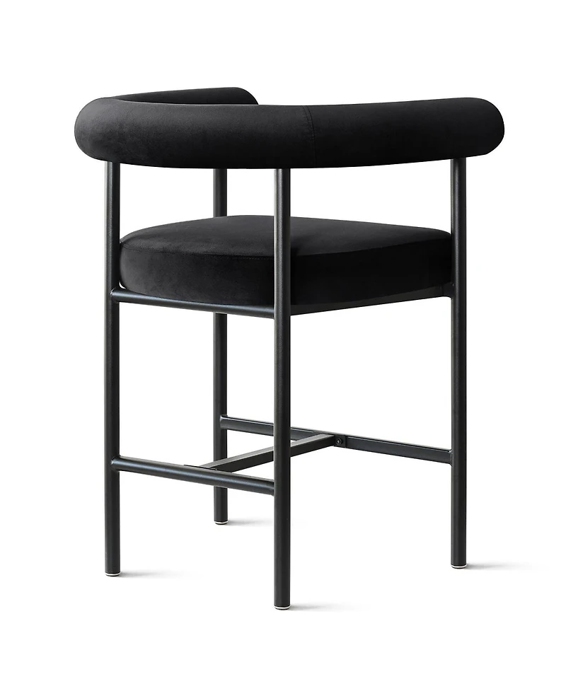 Maison Boucle 1 Piece Velvet Counter Height Stool with Arms Back and Metal Legs