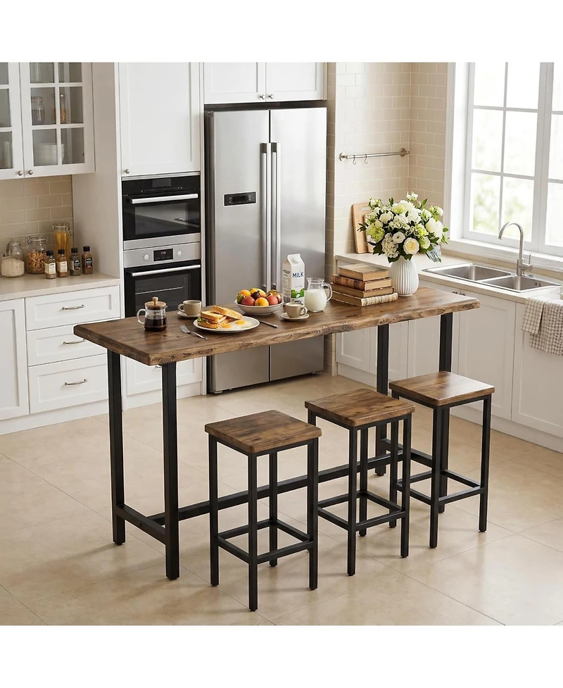 Tribesigns 63'' Solid Bar Table for 4-6, Counter Height Table with Metal Footrest