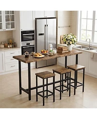 Tribesigns 63'' Solid Bar Table for 4-6, Counter Height Table with Metal Footrest
