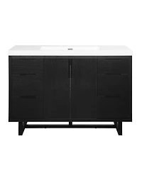 Sillysis 47.2 Inch Bathroom Vanity with Sink, Modern Freestanding Cabinet, 6 Soft Close Drawers, Smc Resin Top, Ample Storage