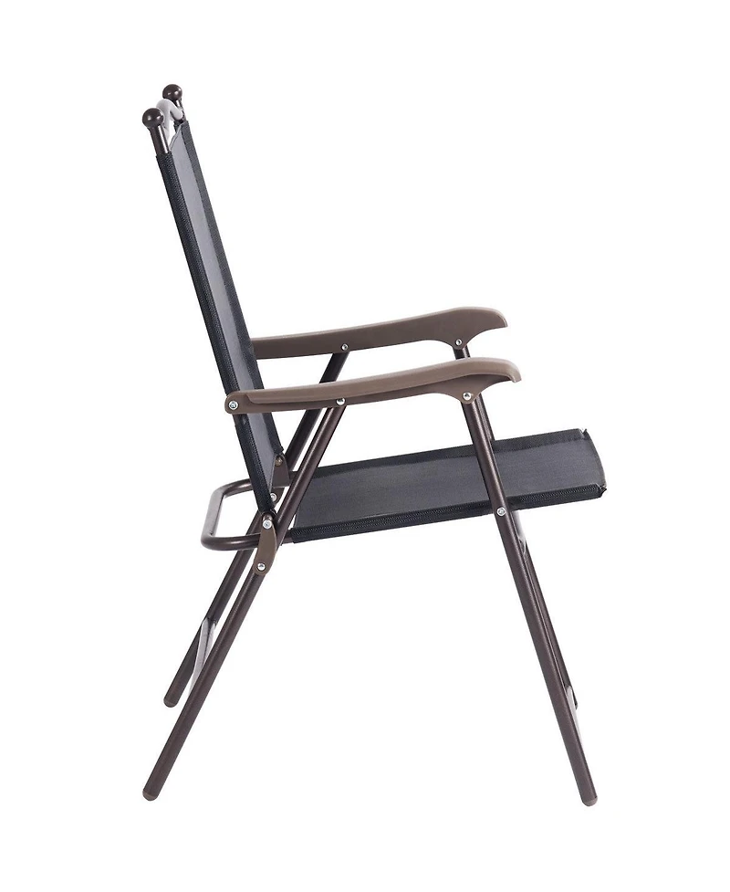 Gymax Set of 2 Folding Patio Furniture Sling Back Chairs Outdoors Black