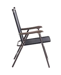 Gymax Set of 2 Folding Patio Furniture Sling Back Chairs Outdoors Black