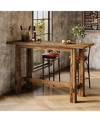 Tribesigns 63" Solid Wood Bar Table, Tall Pub Table for 4-6 People, Kitchen Counter Height Table for Dining & Home Bar