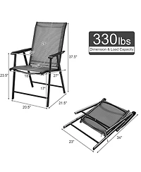 Gymax 2PCS Folding Chairs Steel Frame Patio Garden Outdoor w/ Armrest and Footrest