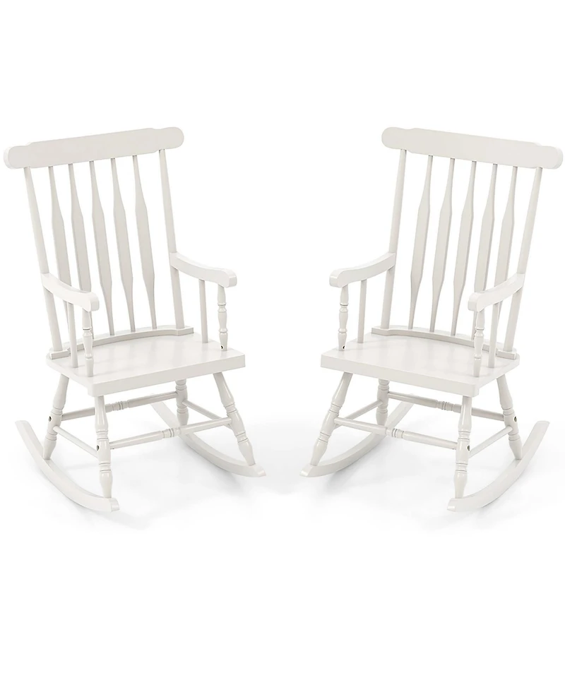 Gymax 2PCS Wooden Rocking Chair Single Rocker Indoor Garden Patio Yard