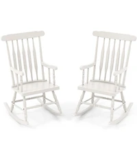 Gymax 2PCS Wooden Rocking Chair Single Rocker Indoor Garden Patio Yard
