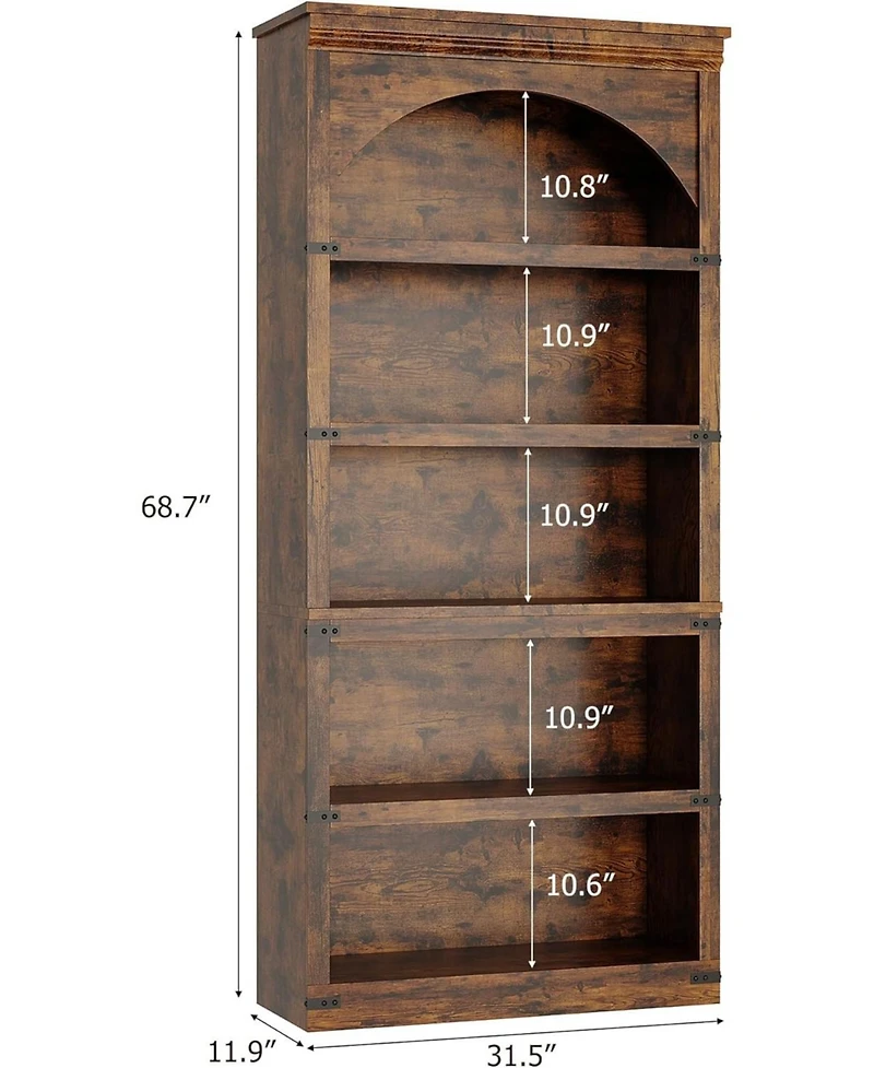gaomon Tall Farmhouse Arched Bookcase