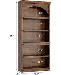 gaomon Tall Farmhouse Arched Bookcase