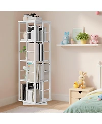 gaomon 360degree Rotating Corner Bookshelf, Industrial Floor Standing Storage Organizer