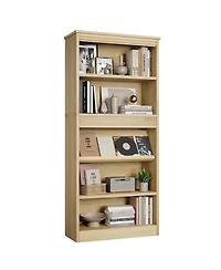 gaomon Tall Vintage 5-Tier Wooden Bookshelf with Double Fluted Design